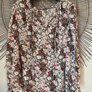 Eytino Casual Boho Floral V Neck Long Sleeve Blouse